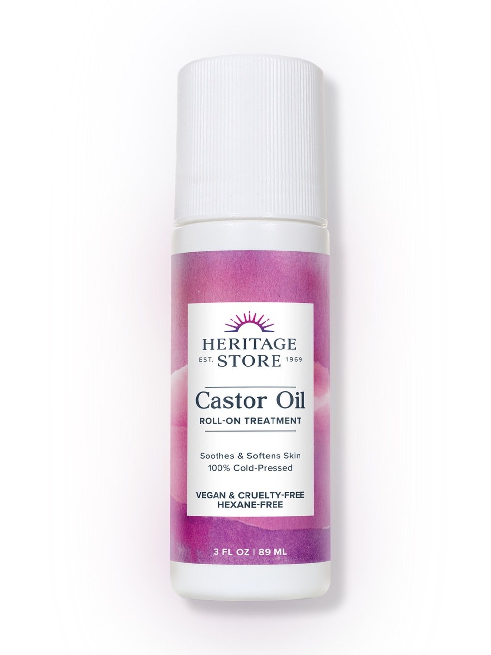 BRAND NEW Heritage Store Castor Oil Roll-On for Castor Packs, Hair, Skin & Brows